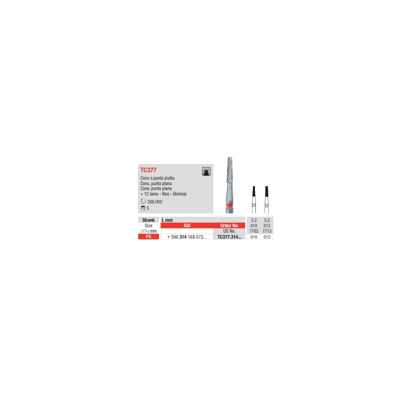 Fresa multilaminas cono punta plana TC377 Fresa multilaminas cono punta plana TC377